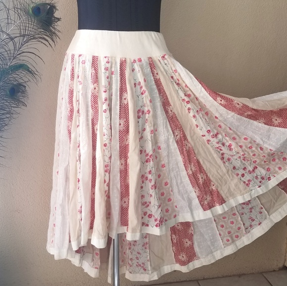 Free People Dresses & Skirts - Free People Patchwork Stripes High-Low Hobo Skirt